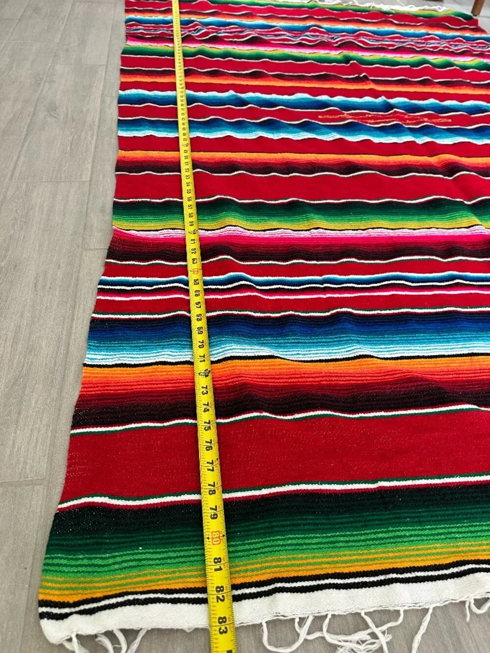 Vintage Mexican Saltillo Serape Wool Blanket Rug Southwestern Diamond 83